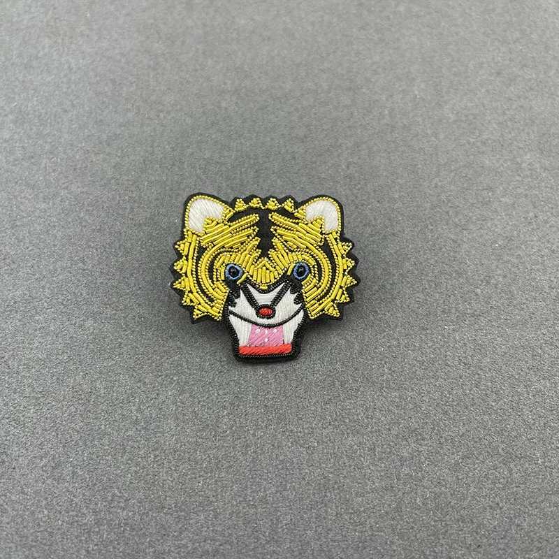 Индийская шелковая металлическая нить cannetile ручная вышивка голова тигра нашивка