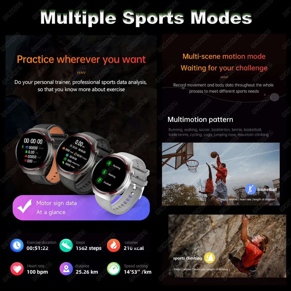 Новинка 2024 умные часы Bluetooth-вызов для мужчин и женщин фитнес-трекер GPS голосовой