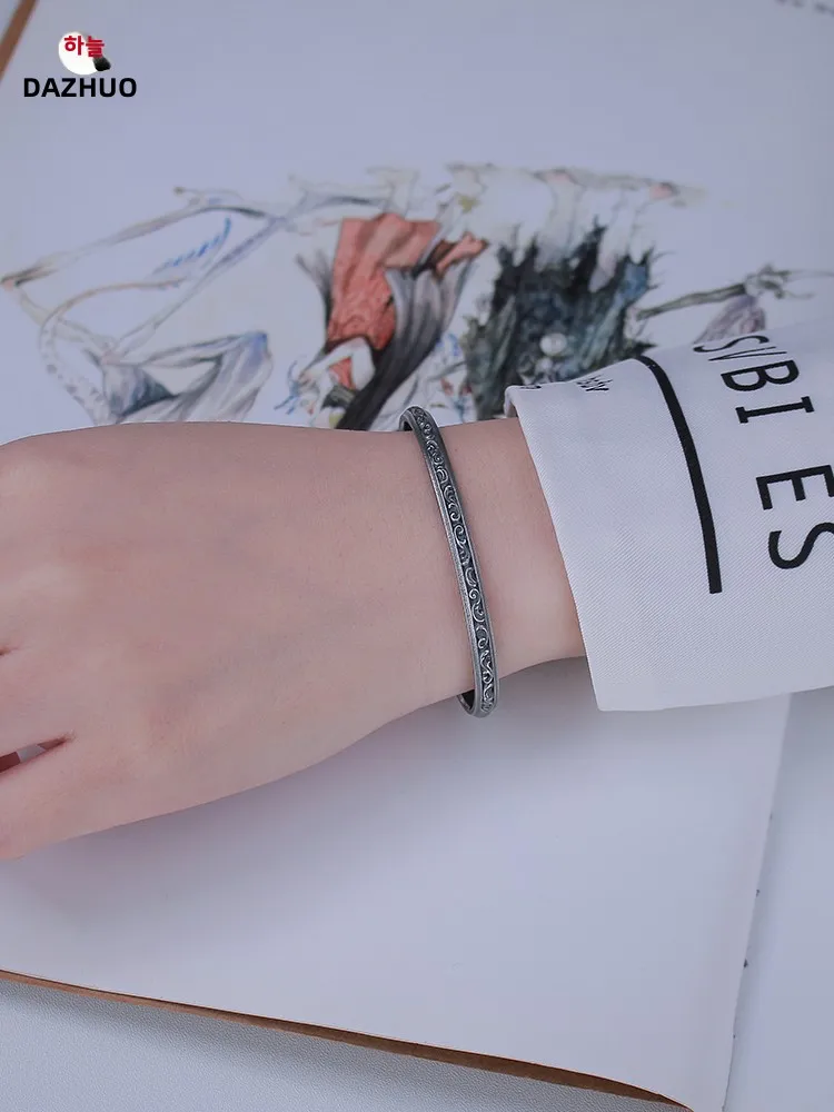 Большой плохой супербедь матовый старый темный браслет классический с травой