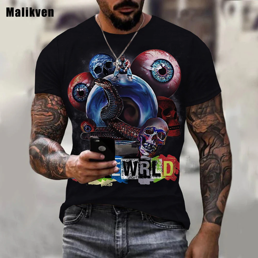 

Мужская футболка с круглым вырезом, коротким рукавом и 3D-принтом