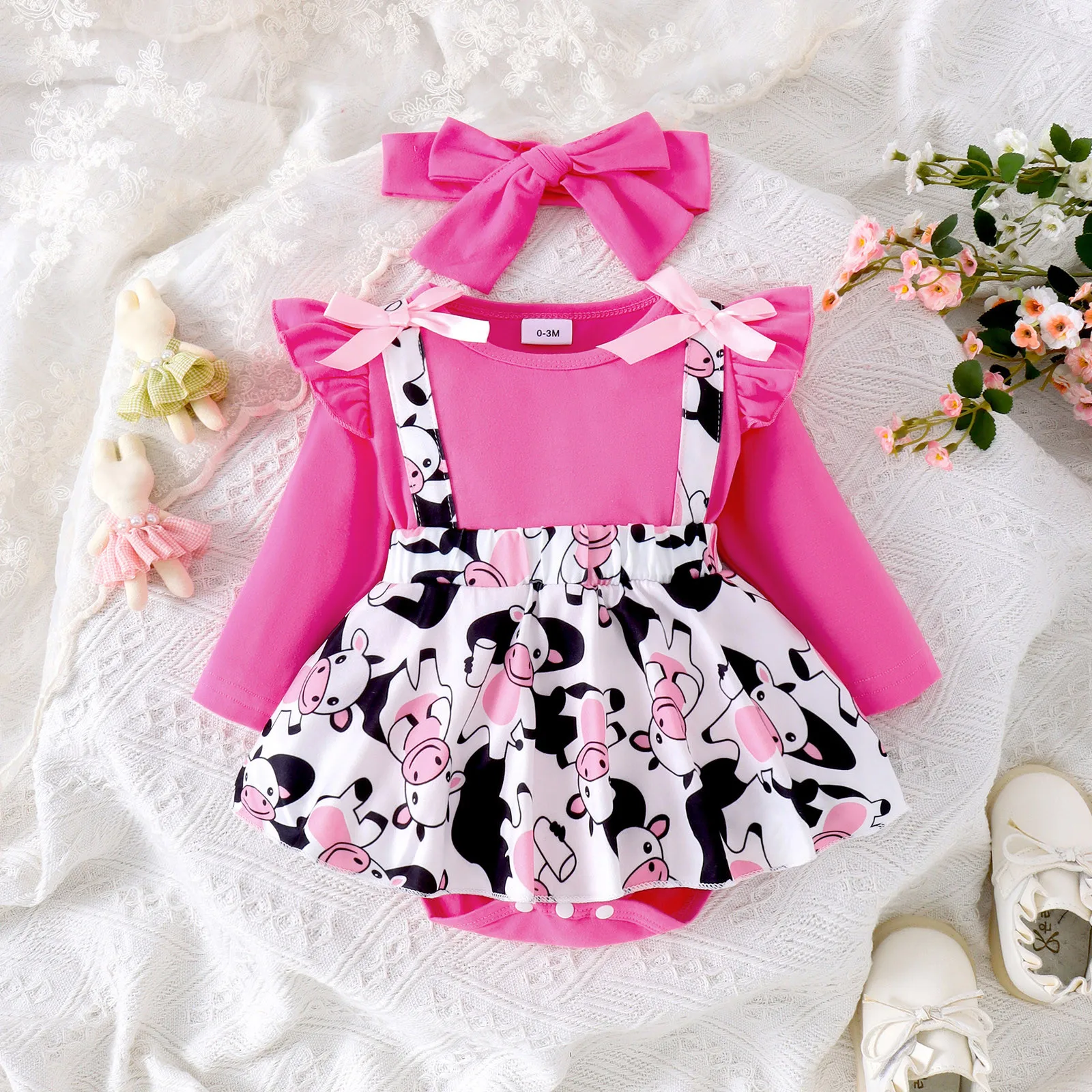 2 шт. Детский комбинезон с длинным рукавом и повязкой на голову