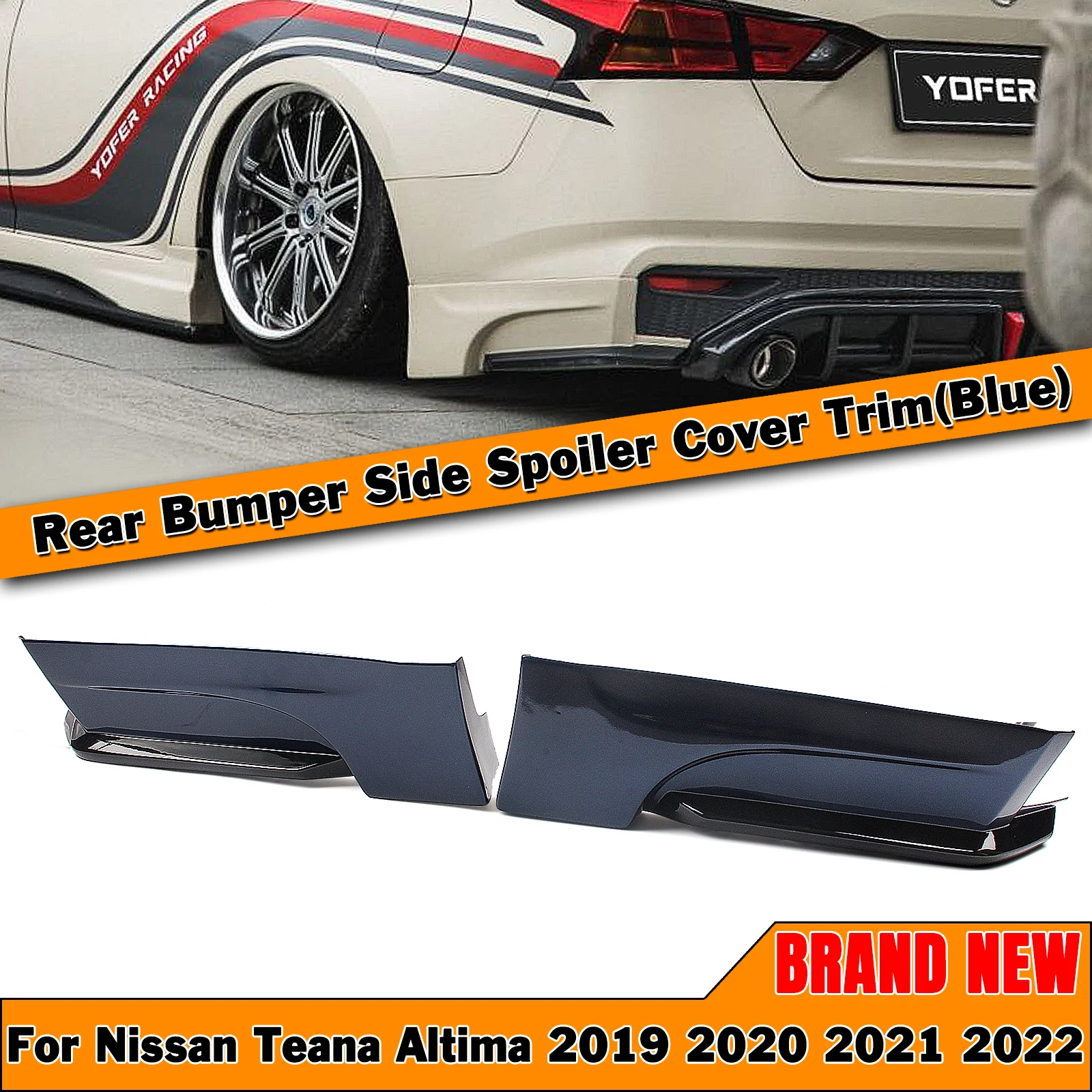 

Боковой разветвитель заднего бампера YOFER, обшивка для Nissan Altima 2019-2022, синяя Защитная угловая Накладка для нижнего спойлера автомобиля