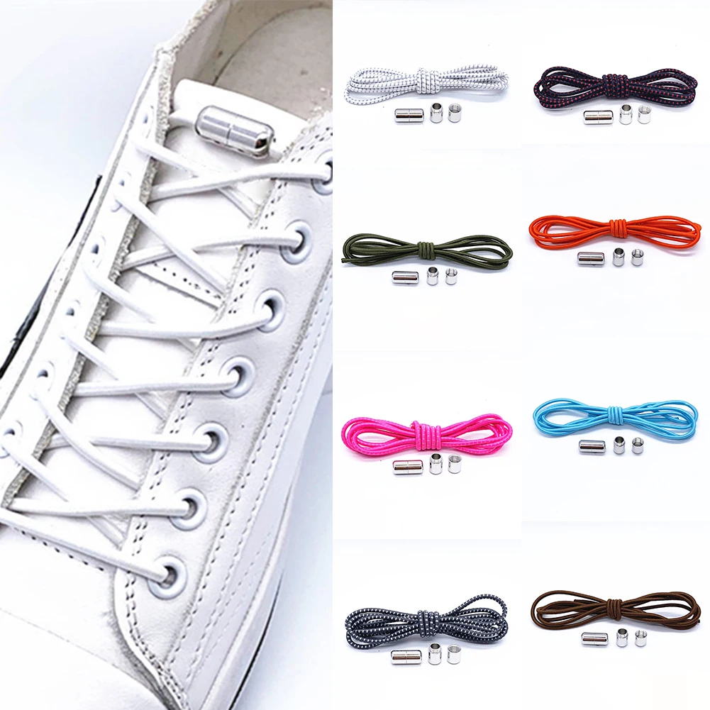 New Elastic No Tie Shoelaces Metal Lock Shoe Laces For Kids Adult Sneakers Quick Shoelaces Semicircle Shoestrings