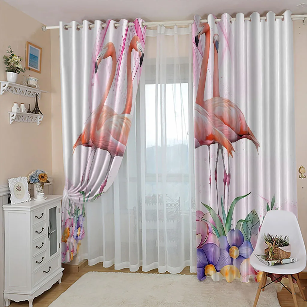 Детские плотные шторы по индивидуальному заказу 3D розовые птицы животные узор с