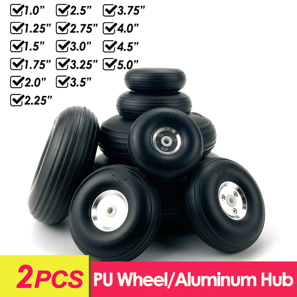 1 Pairs PU Wheels W/ Aluminum Core Alloy Hub 1Inch/1.25/1.5/1.75/2/2.25/2.5/2.75/3/3.25/3.5/3.75/4/4.5/5 