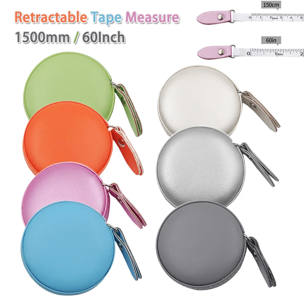 

1.5M 60In Portable Retractable Tape Measure Leather Round Tape Measure Body Measurement Sewing Tailor Craft Rulers
