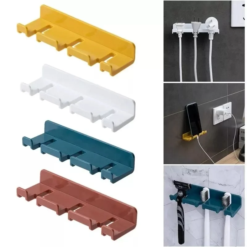 

1pc Punch-free Paste Plug Hook Razor Holder Storage Hook Toothbrush Hanger Bathroom Toilet Sticky Hook Bedroom Household Storage