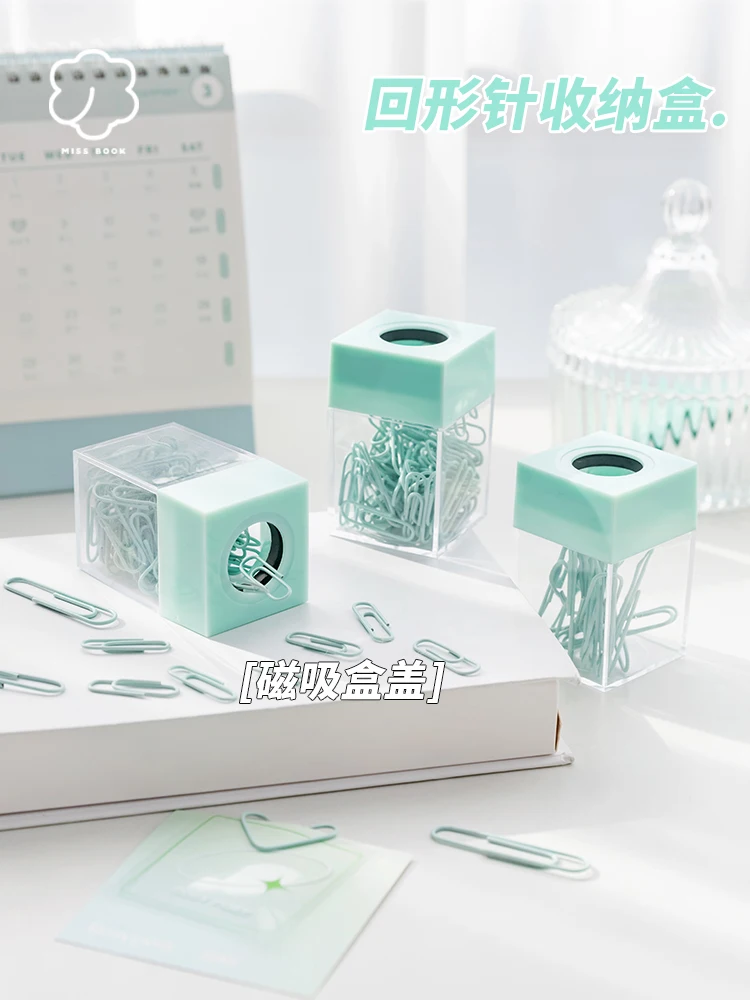 

Paper Clip Holder Clips Dispenser Desk Magnetic Absorption Box Paperclip Holder Stationery Porta Clips Dispensador Oficina
