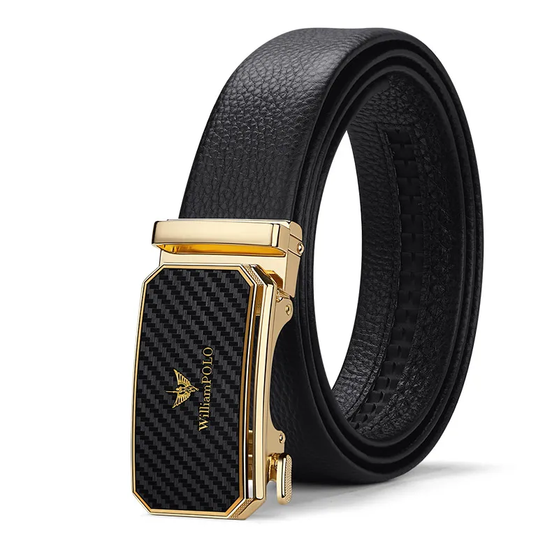 

Мужской ремень из натуральной кожи WILLIAMPOLO, роскошный брендовый дизайнерский ремень высокого качества с металлической автоматической пряжк...