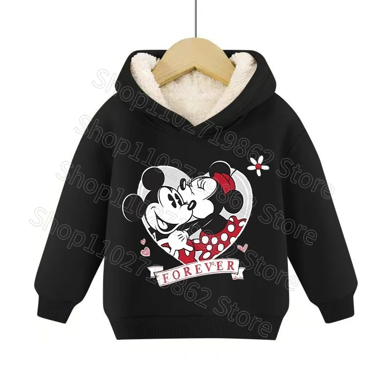 Детский свитшот с капюшоном Disney Минни и Микки Маусом зимняя одежда для девочек