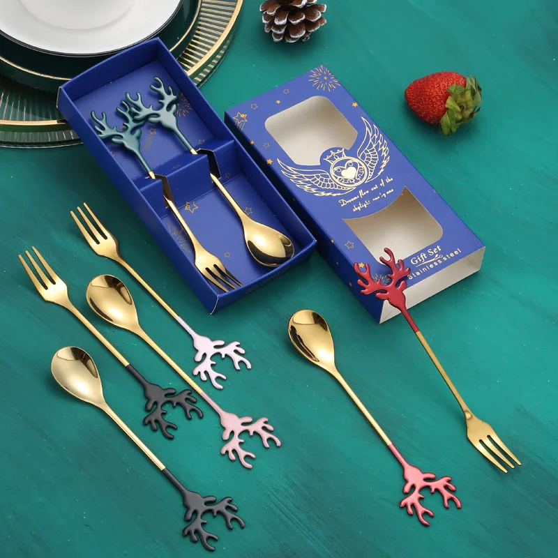 2 шт., вилка-рог из нержавеющей стали