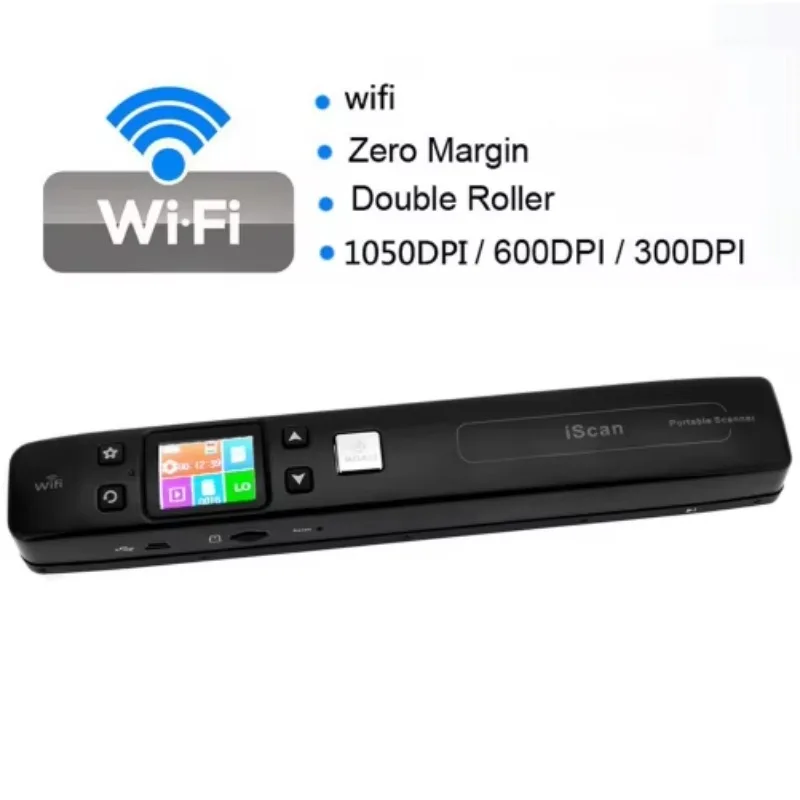 Фото Портативный цифровой сканер IScan Wifi, 1050 DPI, удобный сканер для документов, фотографий, чеков, с двойным роликовым механизмом и ЖК-дисплеем №2
