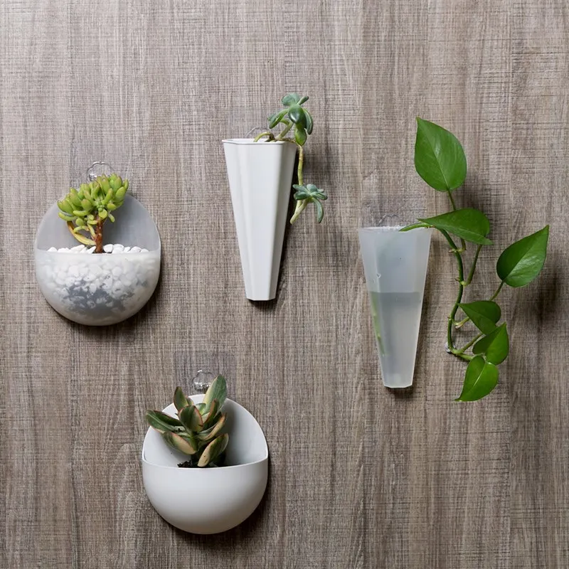 

1pc With Hook Plastic Wall Hanging Wall Lazy Green Dill Flower Pot Wall Hanging Hydroponic Hanging Semi-circle Vase for Home HOT