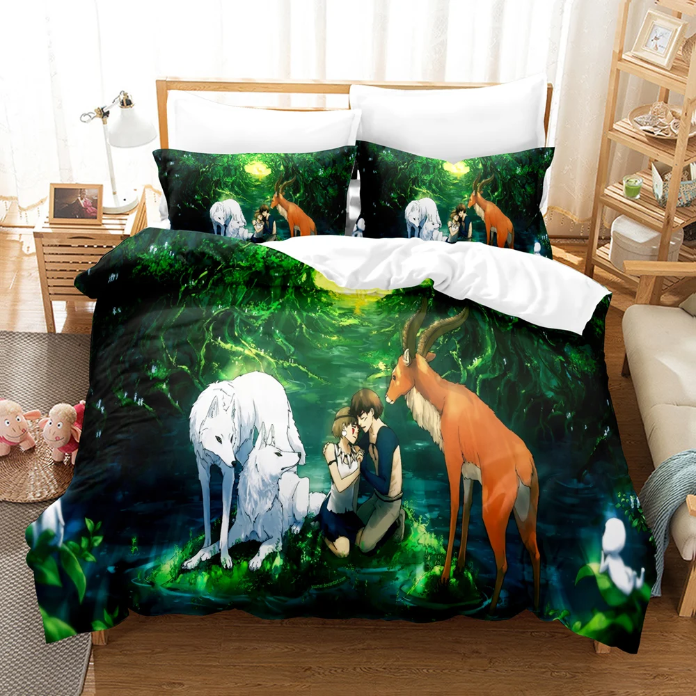 

Anime Bedding Set Princess Mononoke Kids Duvet Cover Sets Comforter Bed Linen Queen King Size Bedroom Bedclothes