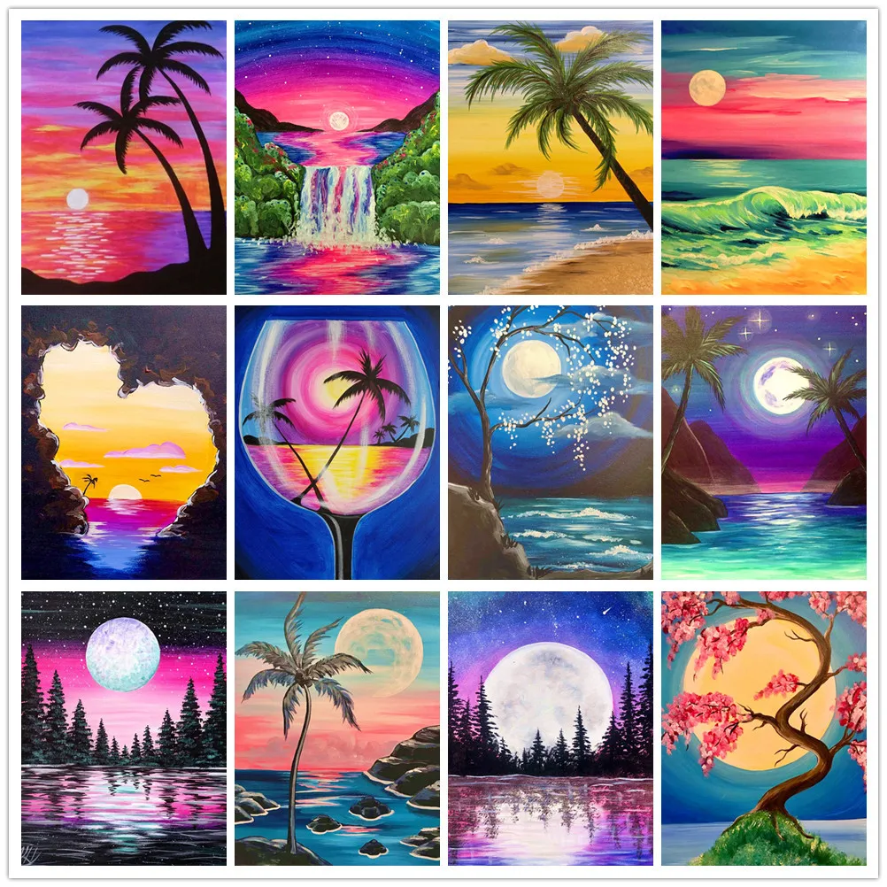 

JIEME 5D Diamond Painting Full Round Embroidery Cartoon Cross Stitch DIY Landscape Diamond Mosaic Art Home Decor Gift