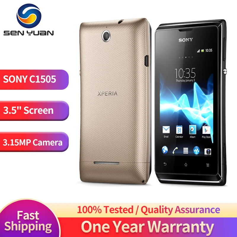 Оригинальный мобильный телефон Sony Xperia E C1505, 3G, телефон с диагональю 3,5 дюйма, Wi-Fi, камера 480 МП, 4,1 p, 30 кадров в секунду, Snapdragon S1, Android