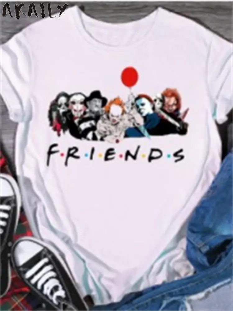 

Akaily Black Y2K Printing Graphic Crop Tops Summer Outfits For Women 2023 Streetwear White O Neck T Shirts Slim Casual T Shirts