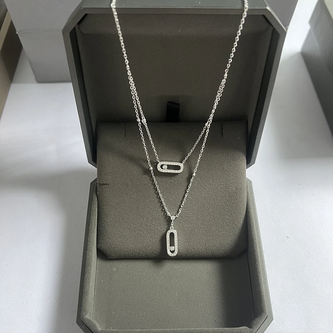 Роскошное Двухслойное ожерелье из искусственного серебра. Модный и изысканный