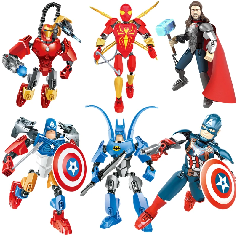 

The Amazing Spider-Man Avengers Assembled Building Blocks Doll Toys Iron Man Assembled Mecha Children's Educational Toys