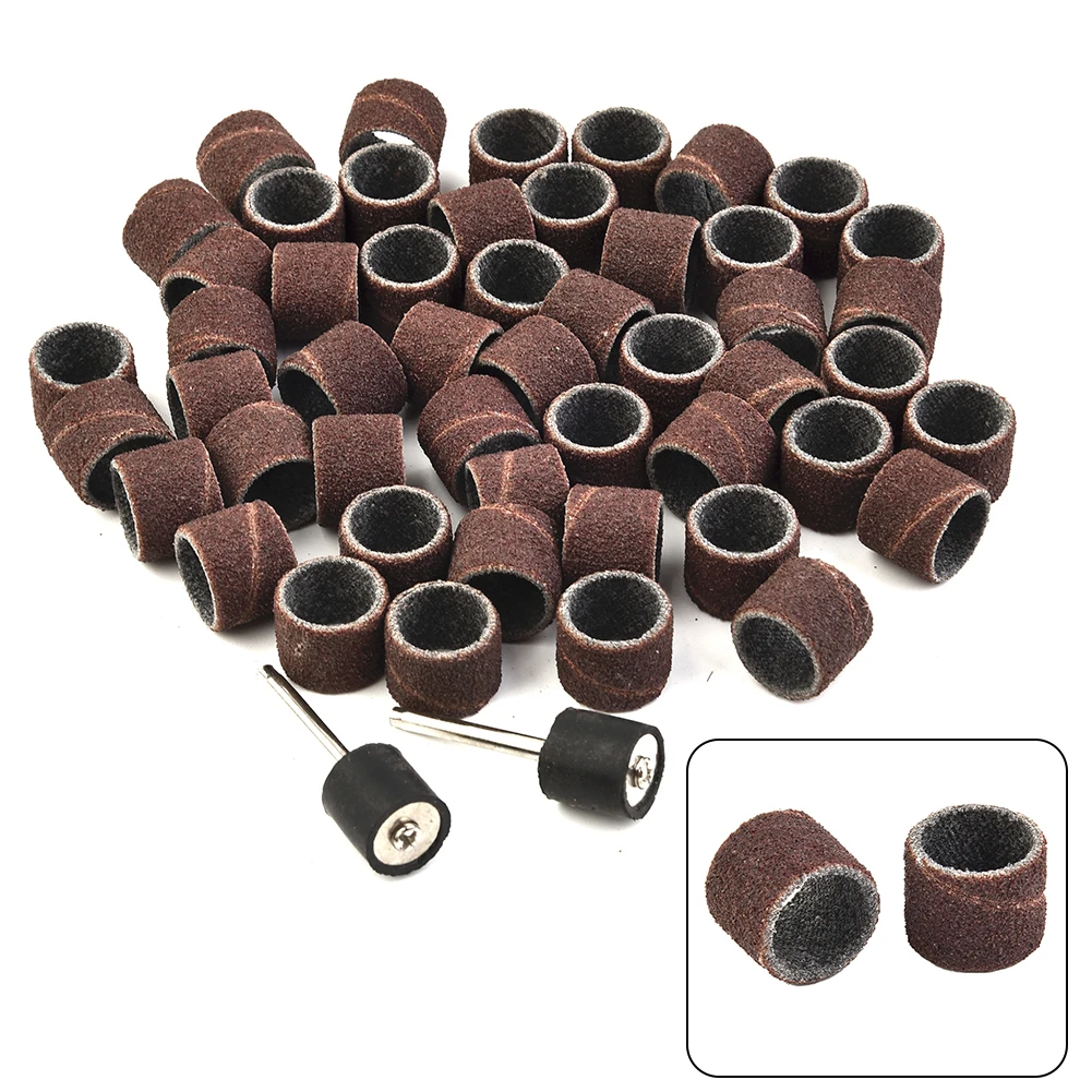

New Arrival 100Pcs 1/2" 80 Grit Sanding Drum Bands Sleeves W/ 2 Mandrels For Rotary Tool Home Diy Wood Working