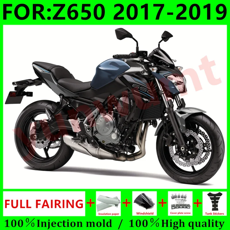 

Новый комплект обтекателей для мотоцикла из АБС-пластика, подходит для Z650 Z ER ZR 650 ZR650 ER650 2017 2018 2019 детали кузова, синий, черный