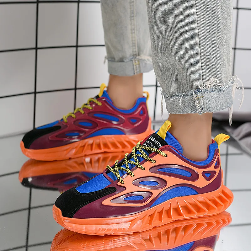 

Men Shoes Spring Korean Slip On Trend Sneakers Men Comfort Walking Lace Up Autumn Mixed Colors Casual Shoes Tenis Masculino