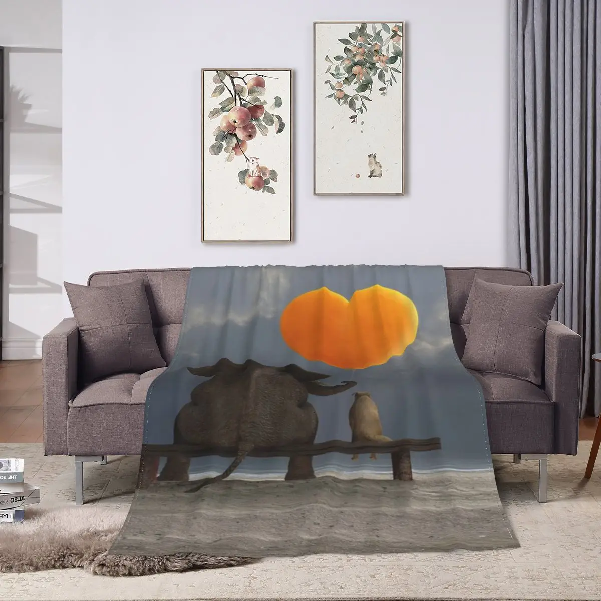 Слон и собака держит шар в форме сердца ультрамягкое Флисовое одеяло