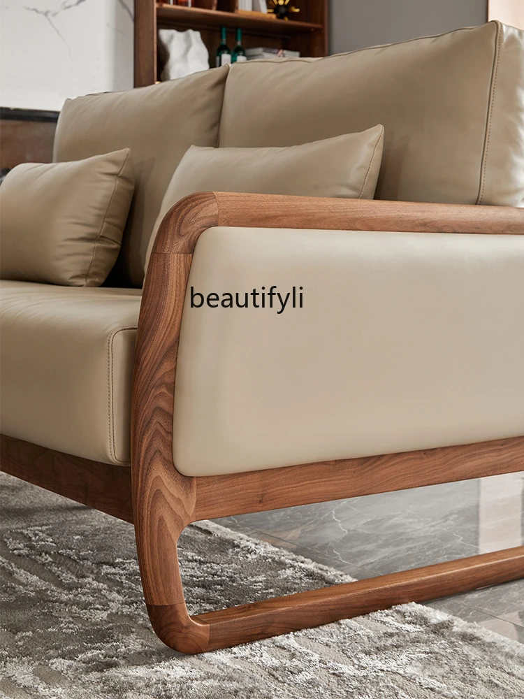 Североамериканский диван из черного ореха итальянская кожа скандинавская