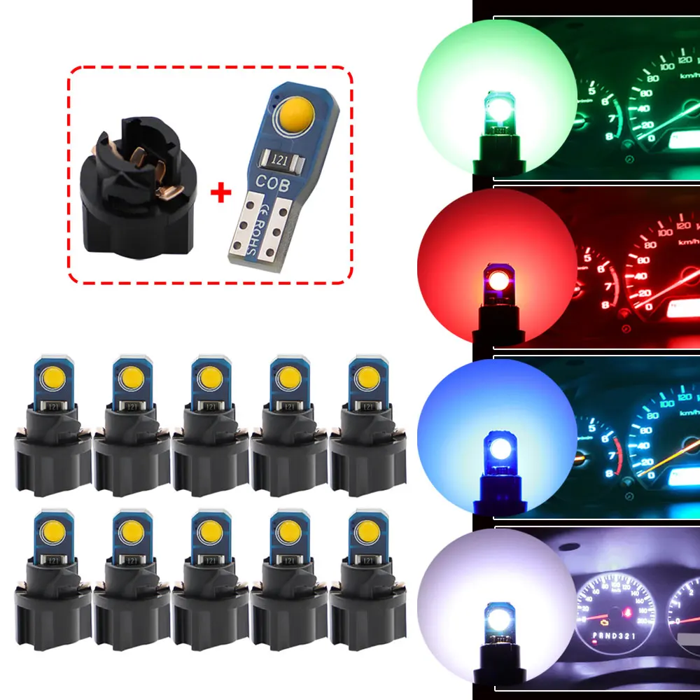 

10 PCS T5 W3W W1.2W PC74 PC37 PC118 Super Bright LED Car Dashboard Warming Indicator Wedge Light Bulb Instrument Lamp