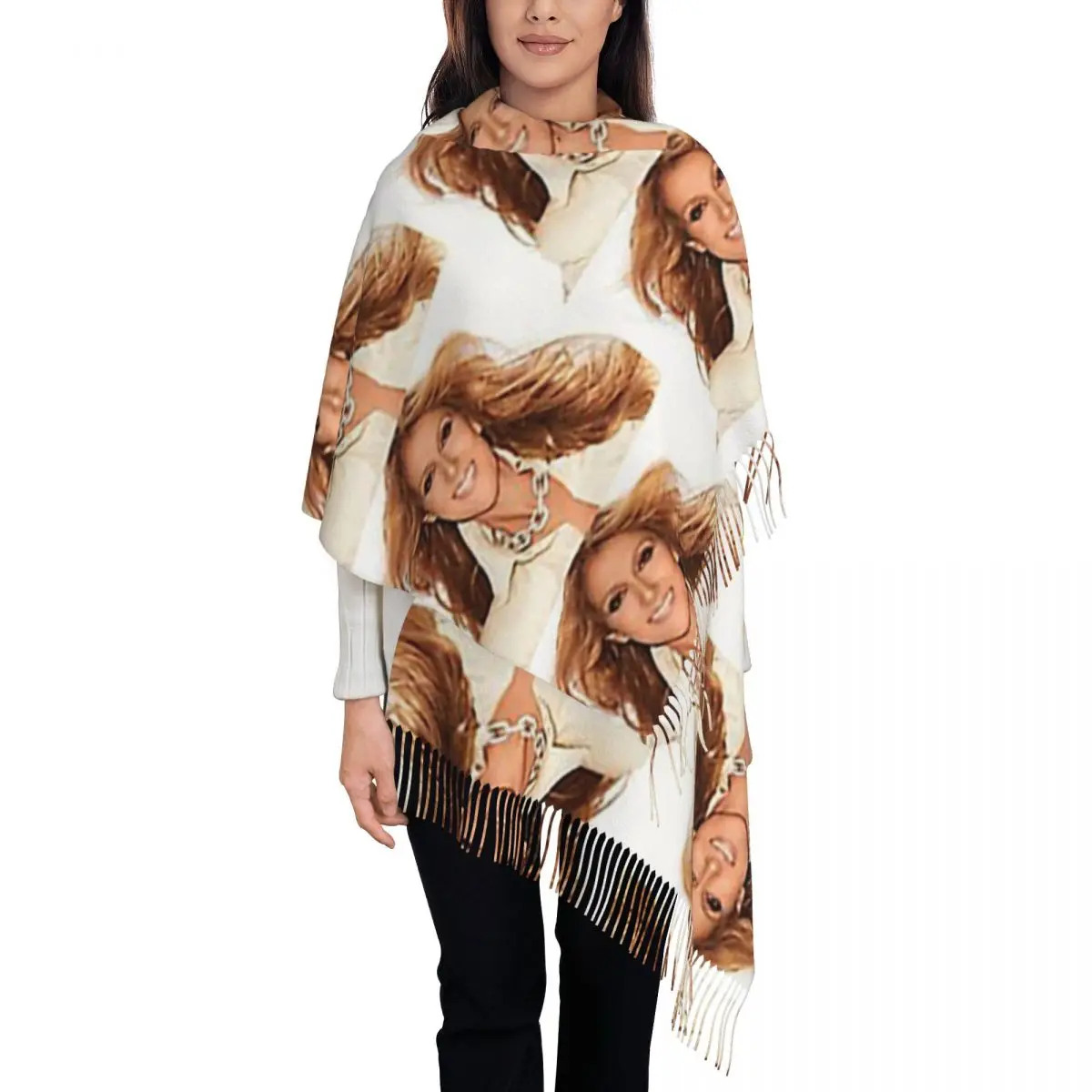 Заколка для волос Celine Dion Tour Dates и шарф с кисточками женские мягкие теплые шали