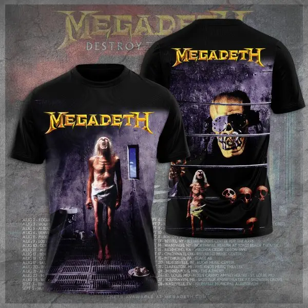 Новая мода Rock Megadeth Band футболки с 3D принтом для мужчин и женщин хип-хоп футболка