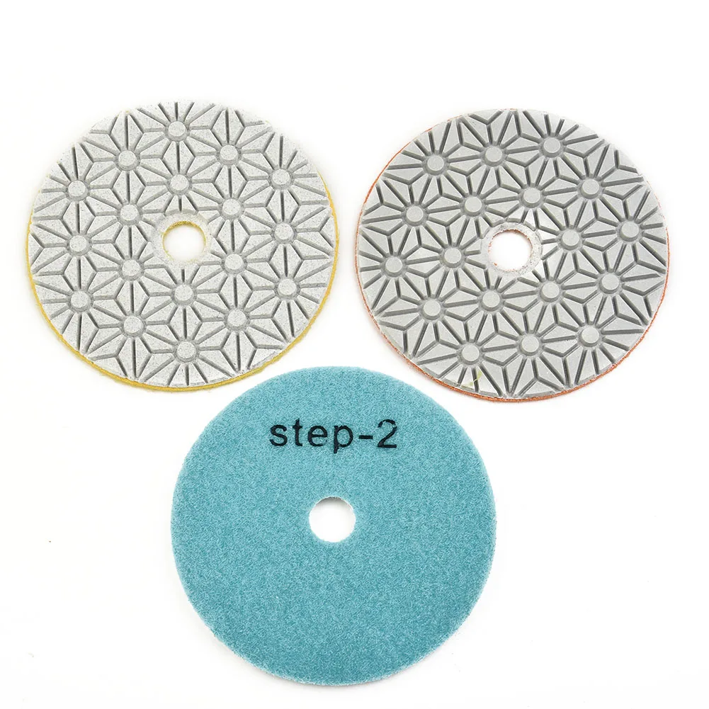 

3pcs Polishing Pad 4 Inch 100mm Dry/wet Diamond 3 Step Polishing Pads For Granite Stone Concrete Marble Abrasive Tools