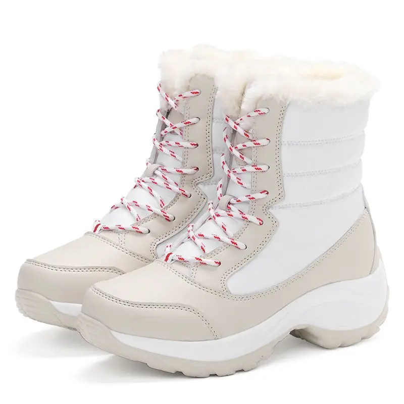 

Large Size 41 42 Winter Women Snow Boots Waterproof Non-Slip Female Thick Plush Warm Booties Furry Comfy Snowy Day Cotton Shoes