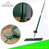 new hand free upright right angle mop household dry and wet dual use double scraper mop 360%c2%b0 rotatable home cleaning tool green