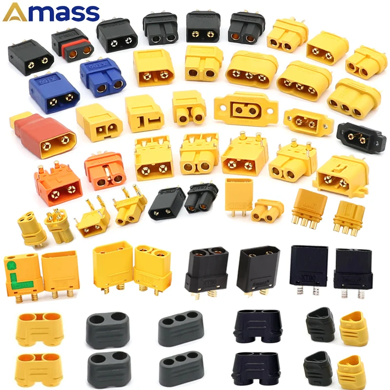 Штепсельная Вилка Amass XT30 XT60 XT90, термоусадочный желто-черный разъем для FPV ру дрона, аккумулятора, ESC зарядного устройства