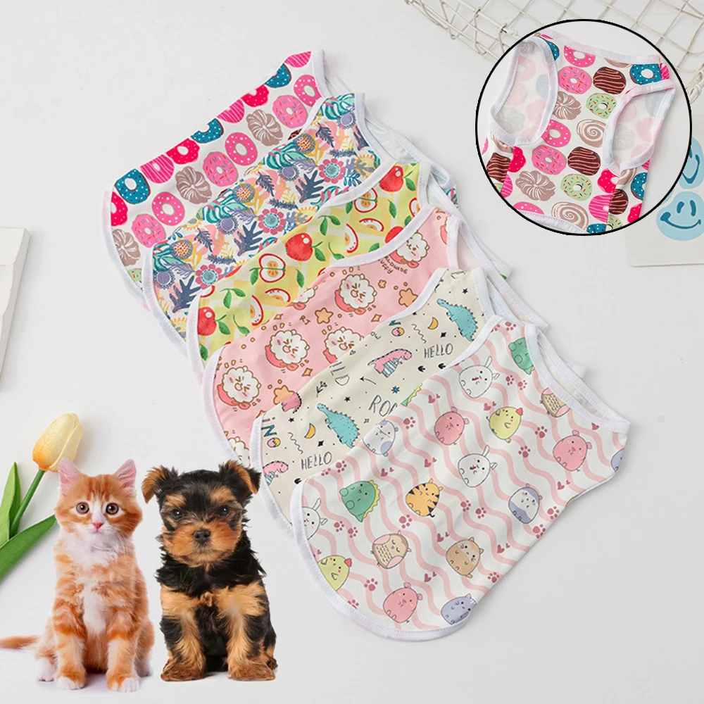 

New Rabbit Printing Sleeveless for Small Dogs Summer Comfortable Breathable Puppy Dog Vests Lovely Bears Pattern Pets Clothes