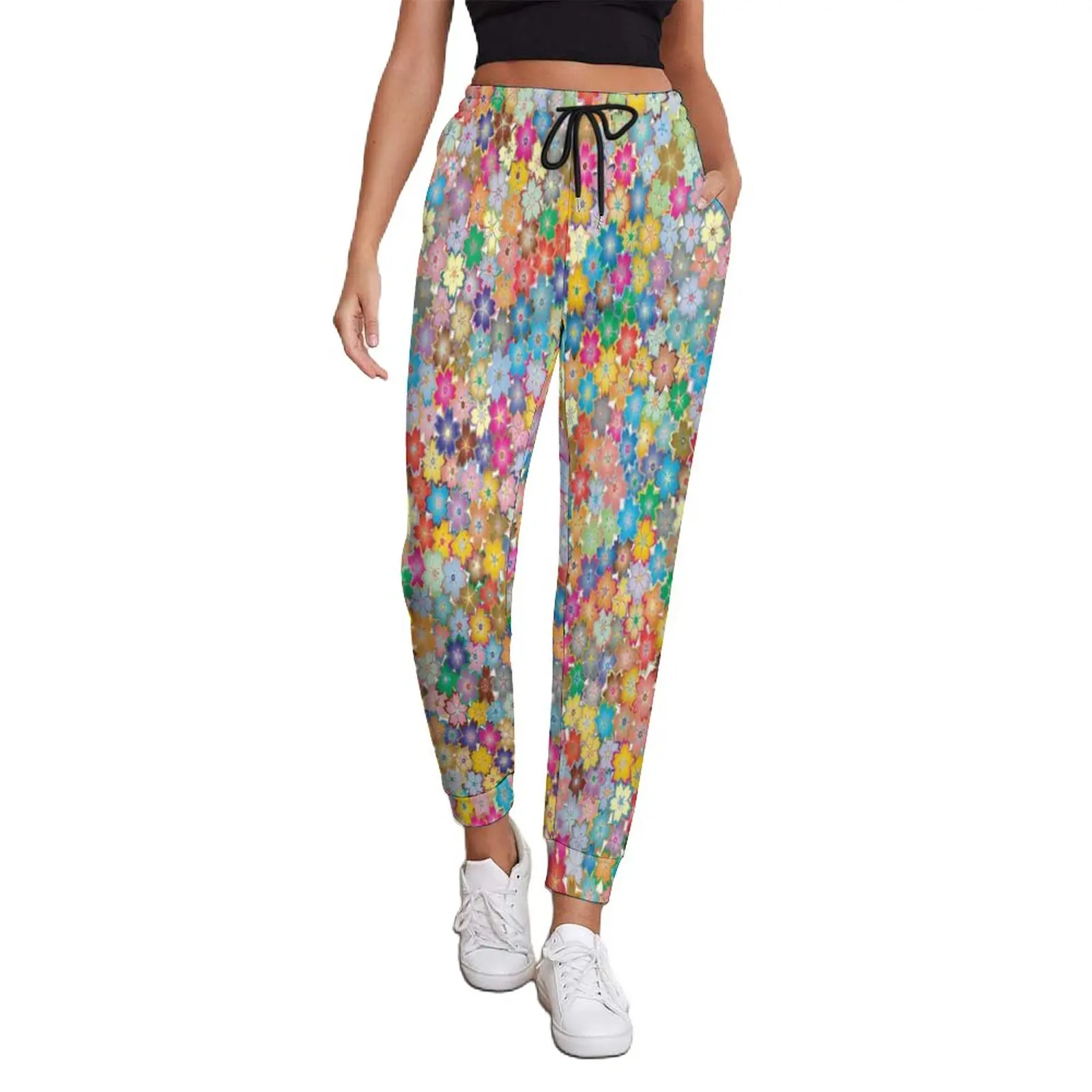 

Брюки с цветочным принтом, повседневные джоггеры с цветочным принтом, весенние брюки оверсайз с узором, подарок на день рождения