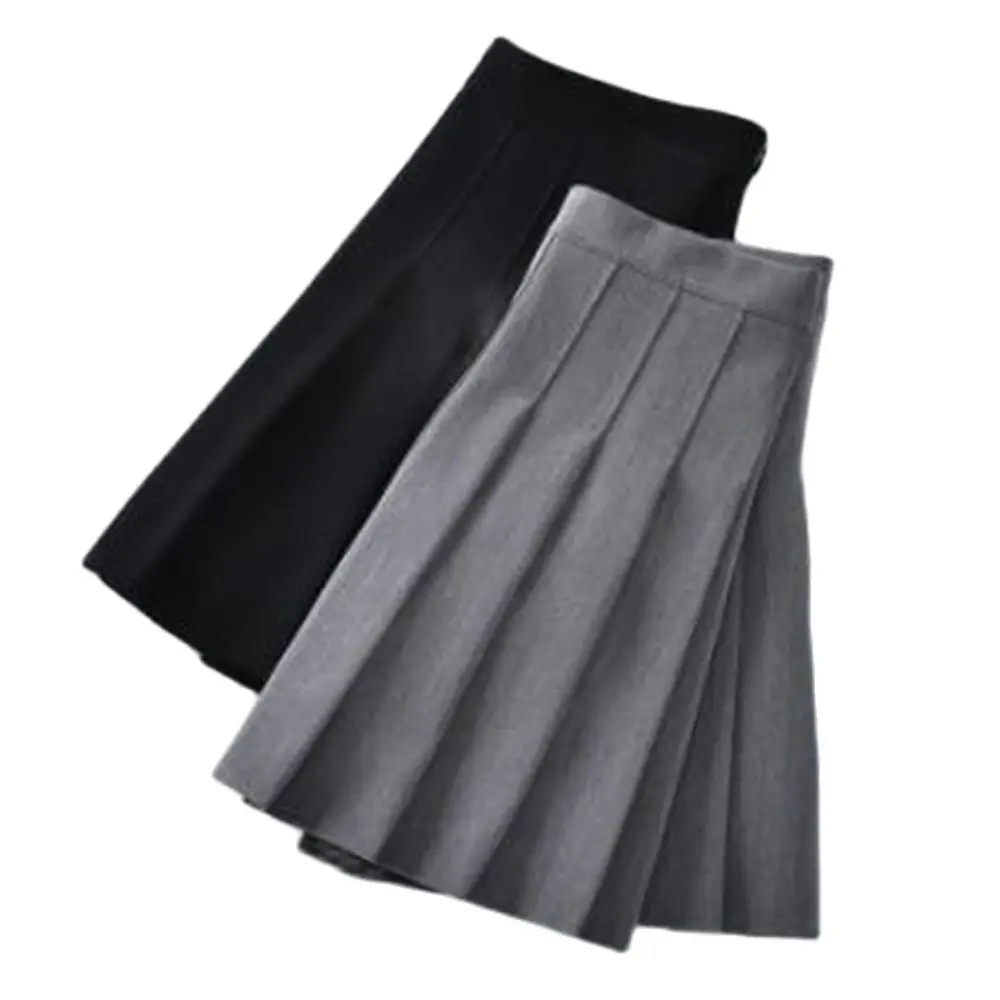 

Женская юбка с высокой талией, плотная юбка-трапеция выше колена со складками, теннисная юбка на осень и зиму, 2024