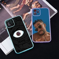 bad bunny phone case for iphone 13 12 11 mini pro xr xs max 7 8 plus x matte transparent blue back cover