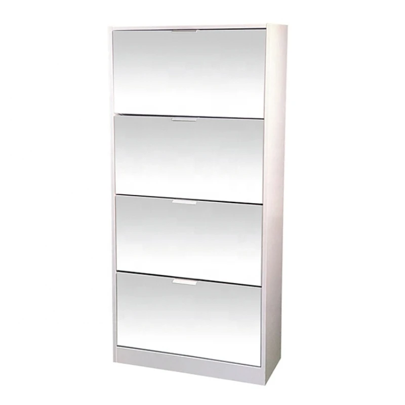 

Fast delivery amazon hot sale model high quality 4 tier mirror shoe rack shoe cabinet with mirror