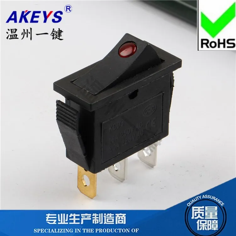 Аксессуары для электрооборудования KCD3-102N-Cat Eye, черный Трипод с двумя зубьями 13,5*31, кулисный переключатель, медный, красный, светильник