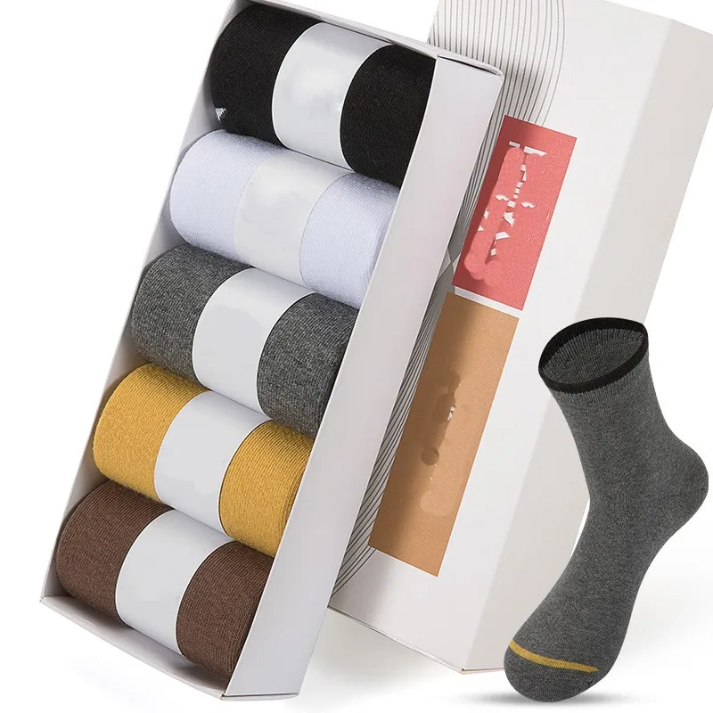 Four Seasons Men's Medium Tube Socks, All Cotton Stockings, Comfortable, Business, Sweat Absorption And Odor Prevention