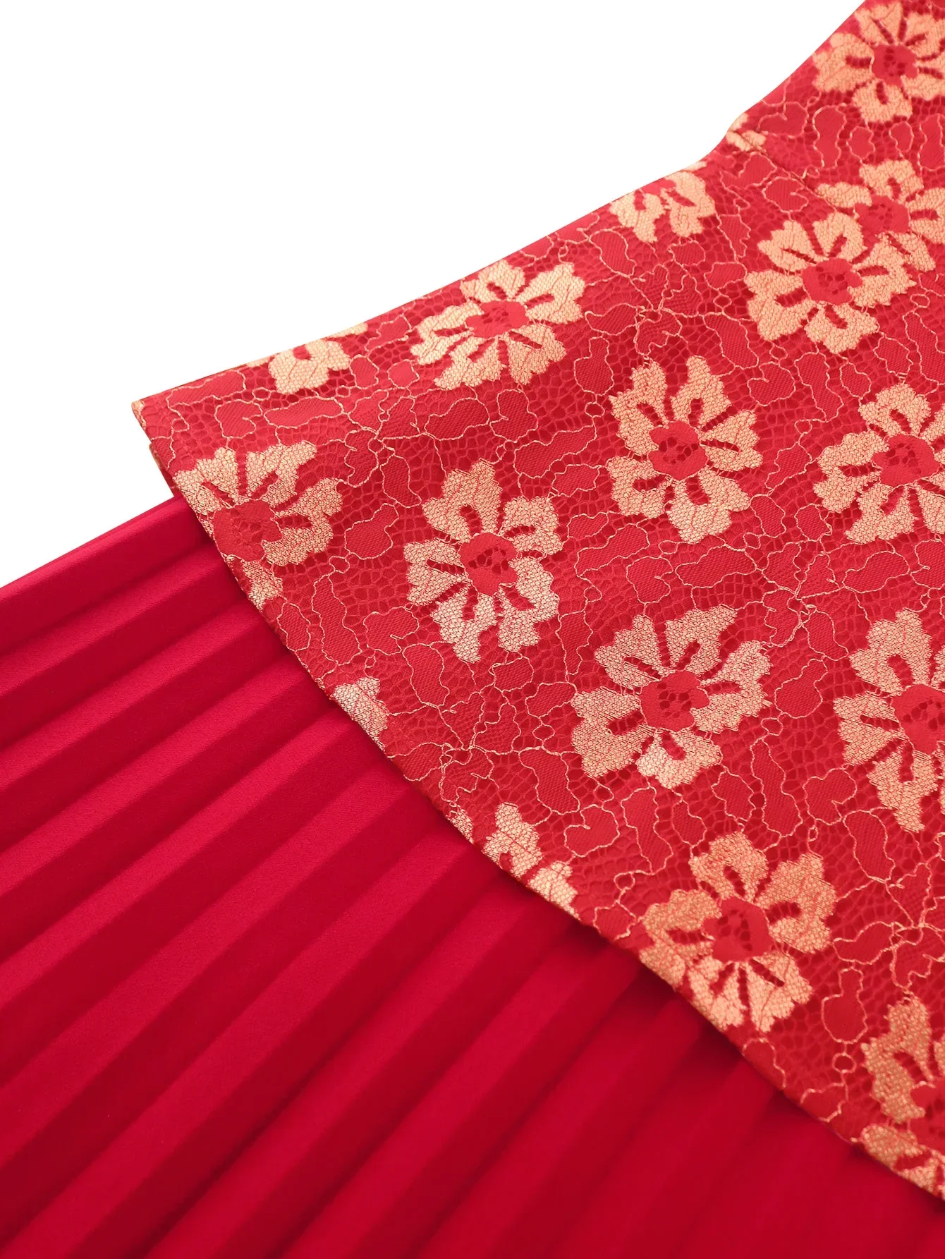 Женское платье в стиле пэчворк красное блестящее кружевное трапециевидной формы