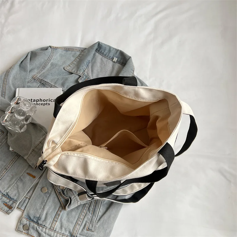 Canvas Bag Women's Large Capacity Tote Bag Fashionable One Shoulder Crossbody Bag Leisure Travel Storage Bag Luxury Bag