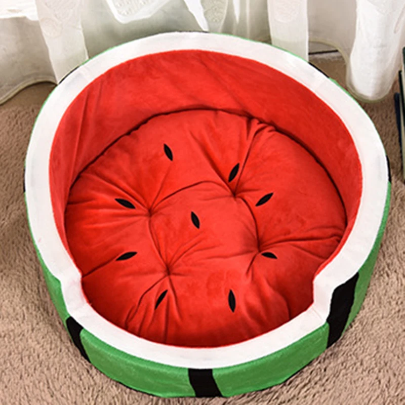

Dog Kennel House Fruit Cute Warm Cotton Watermelon Modeling Pet Bed Memory Foam Mat Sofa Cat Bed for Puppy Washable Furniture