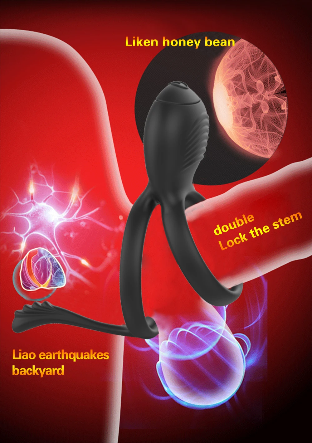 Кольцо-вибратор на пенис для мужчин двойные кольца массажер задержки эякуляции