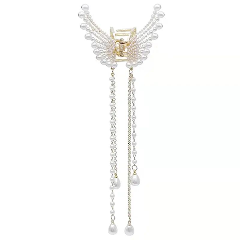 

Temperament Pearl Tassel Bow Clip Fashion Simple Female Shark Clip Side Clip Bangs Flat Clip Headdress Hair Ornaments