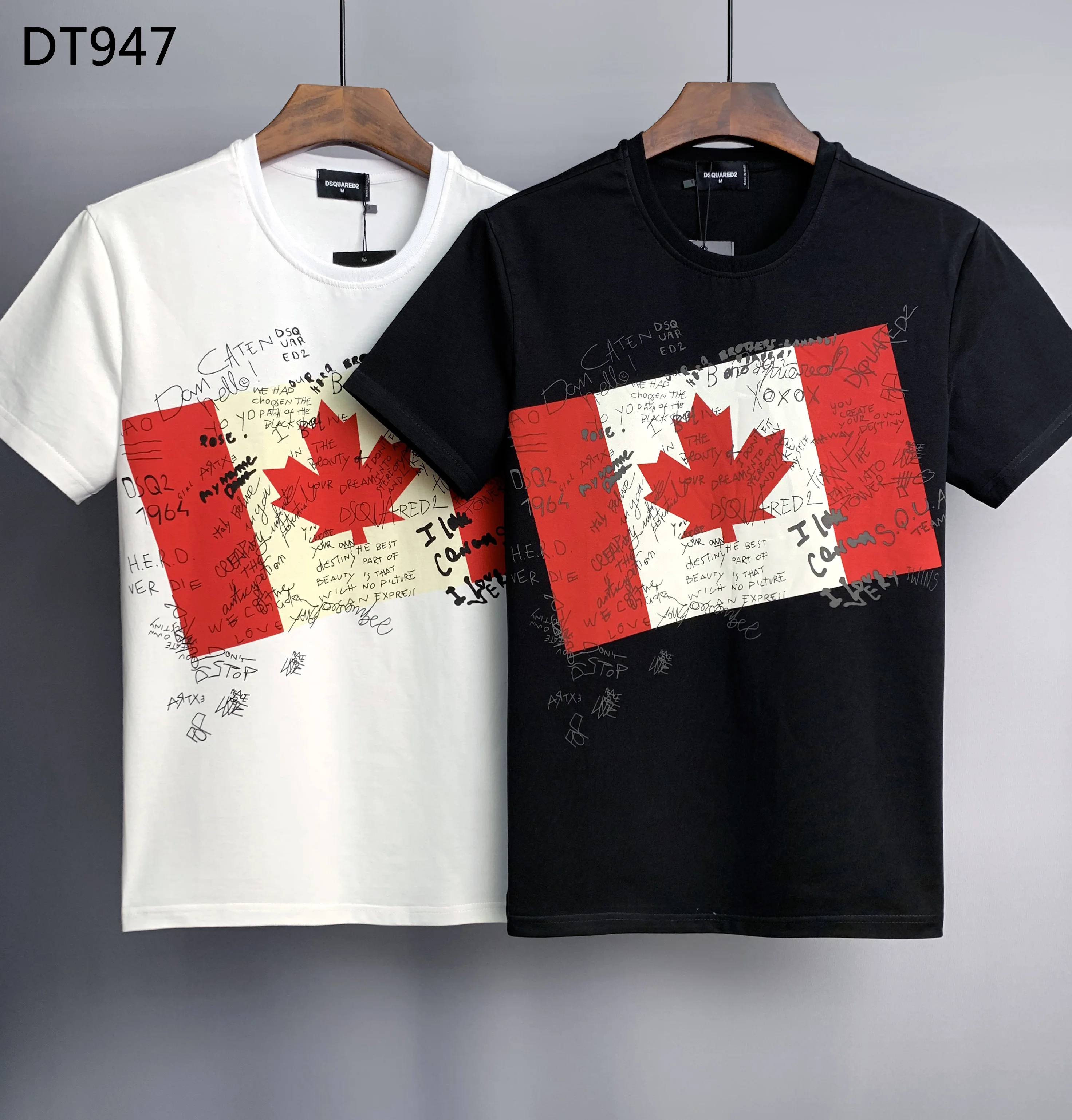 

Canda Flags Printed dsquared2 Fashion Men Casual T-Shirt Male Tee Tops Shirt DT947
