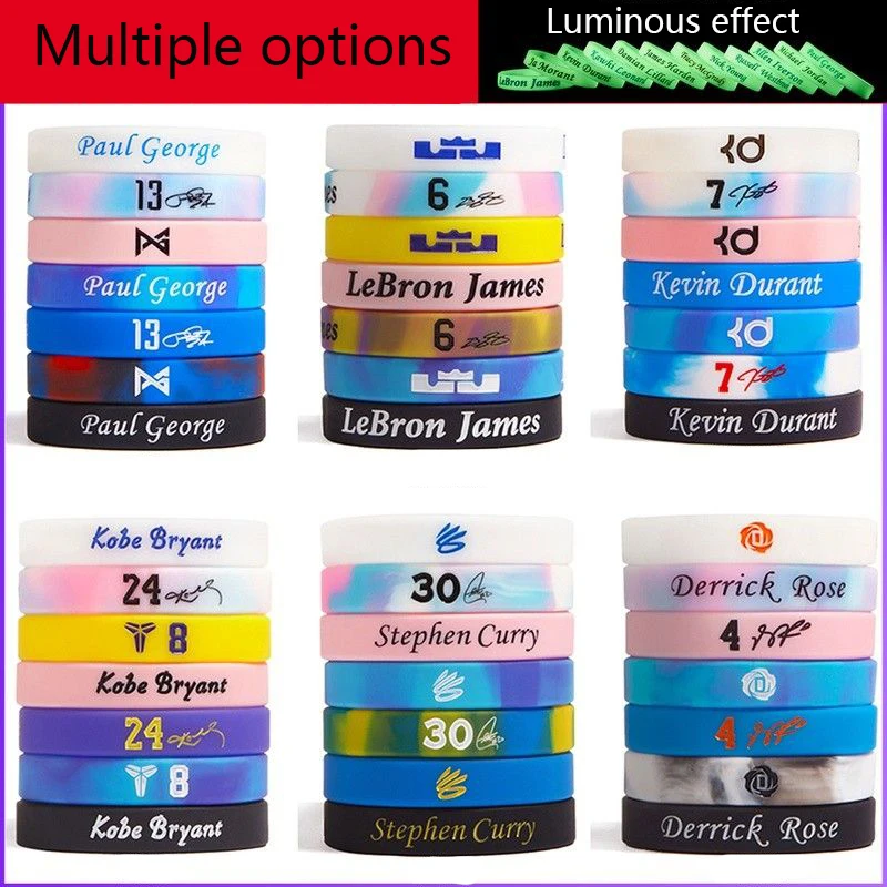 

Быстрая доставка, баскетбольная звезда с именем, силиконовая лента для спортивных фанатов, модные мужские баскетбольные браслеты для студентов со световым эффектом