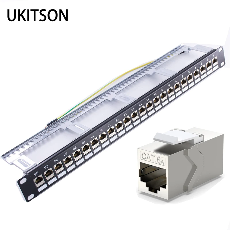 Патч-панель 1U 24 порта FTP LAN с CAT7 CAT6A CAT6 RJ45 экранированный штекер Keystone Jack 19 дюймов